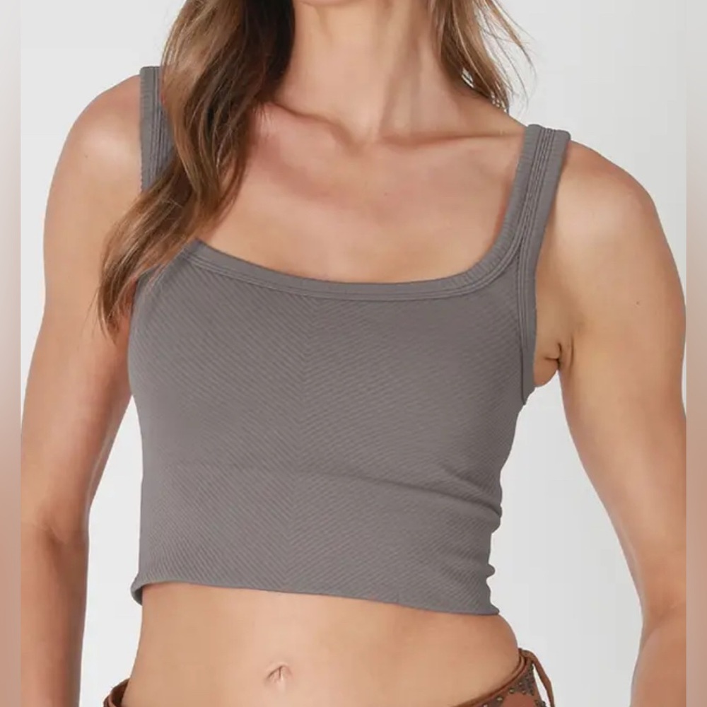 Nikibiki Ribbed Chevron Seamless Crop Top Brami Grey - Picture 4 of 9